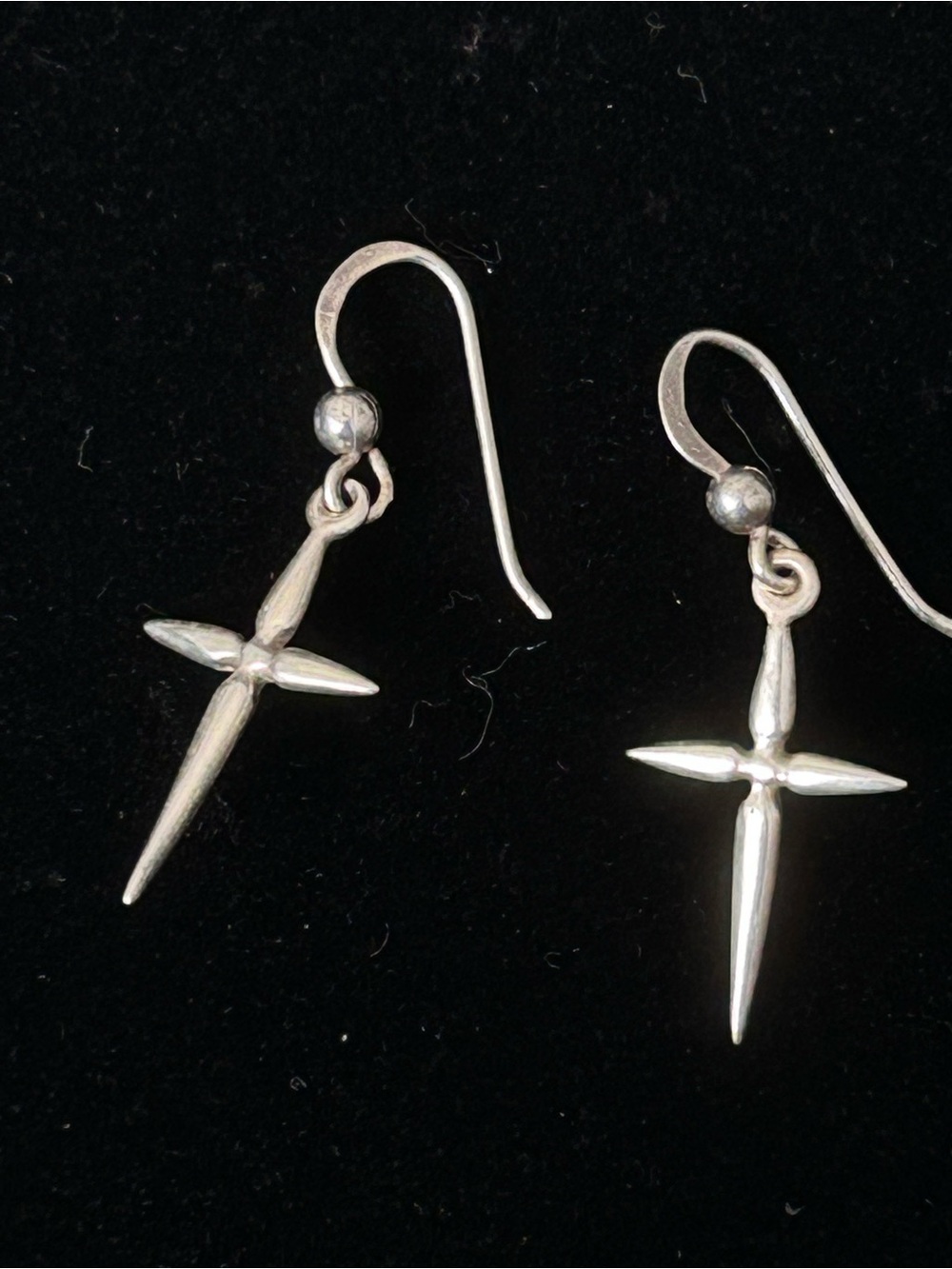 Sterling silver cross dangle earrings